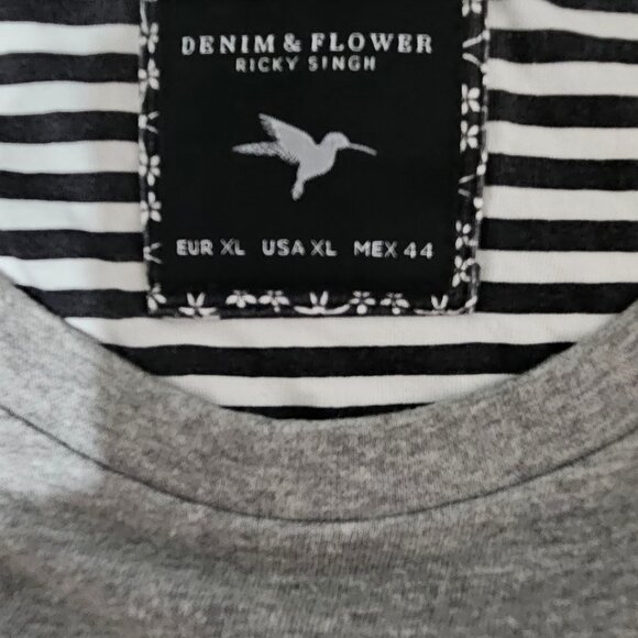 Denim & Flower Ricky Singh White/Black/Grey Men's T-Shirt - Picture 3 of 3